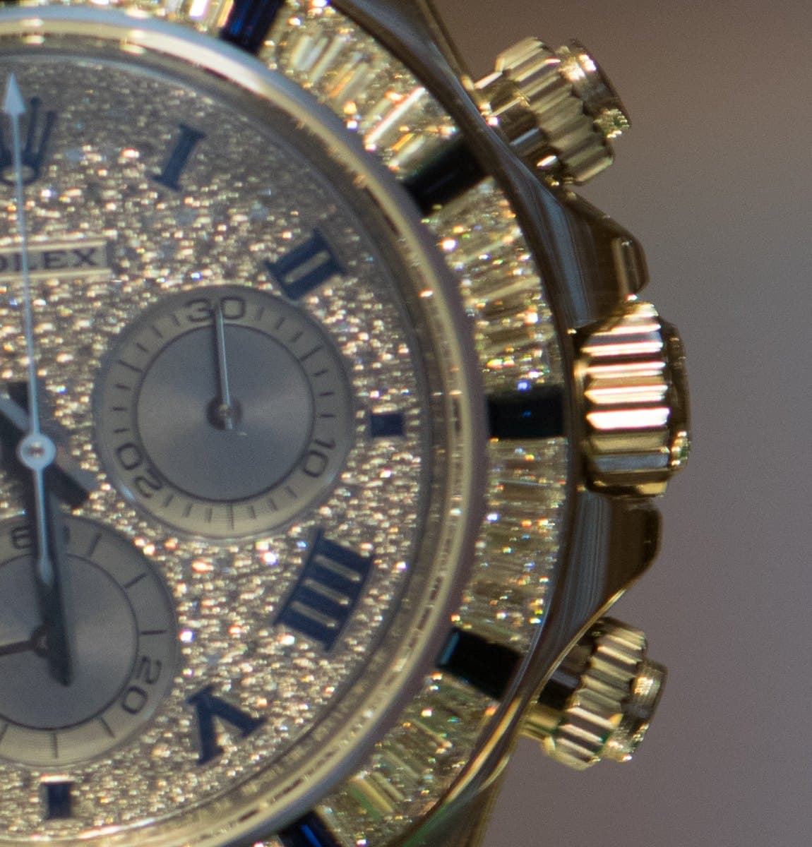 Bust-down chronograph — baguette bezel