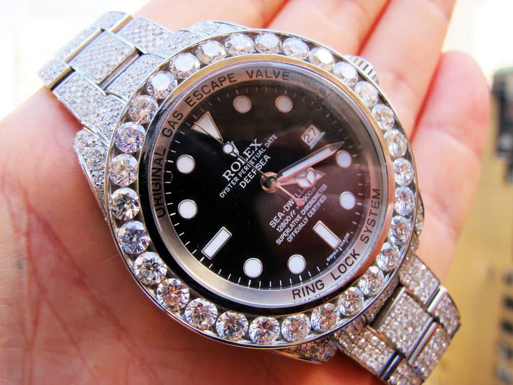 Bust-down diver — iced bezel & bracelet