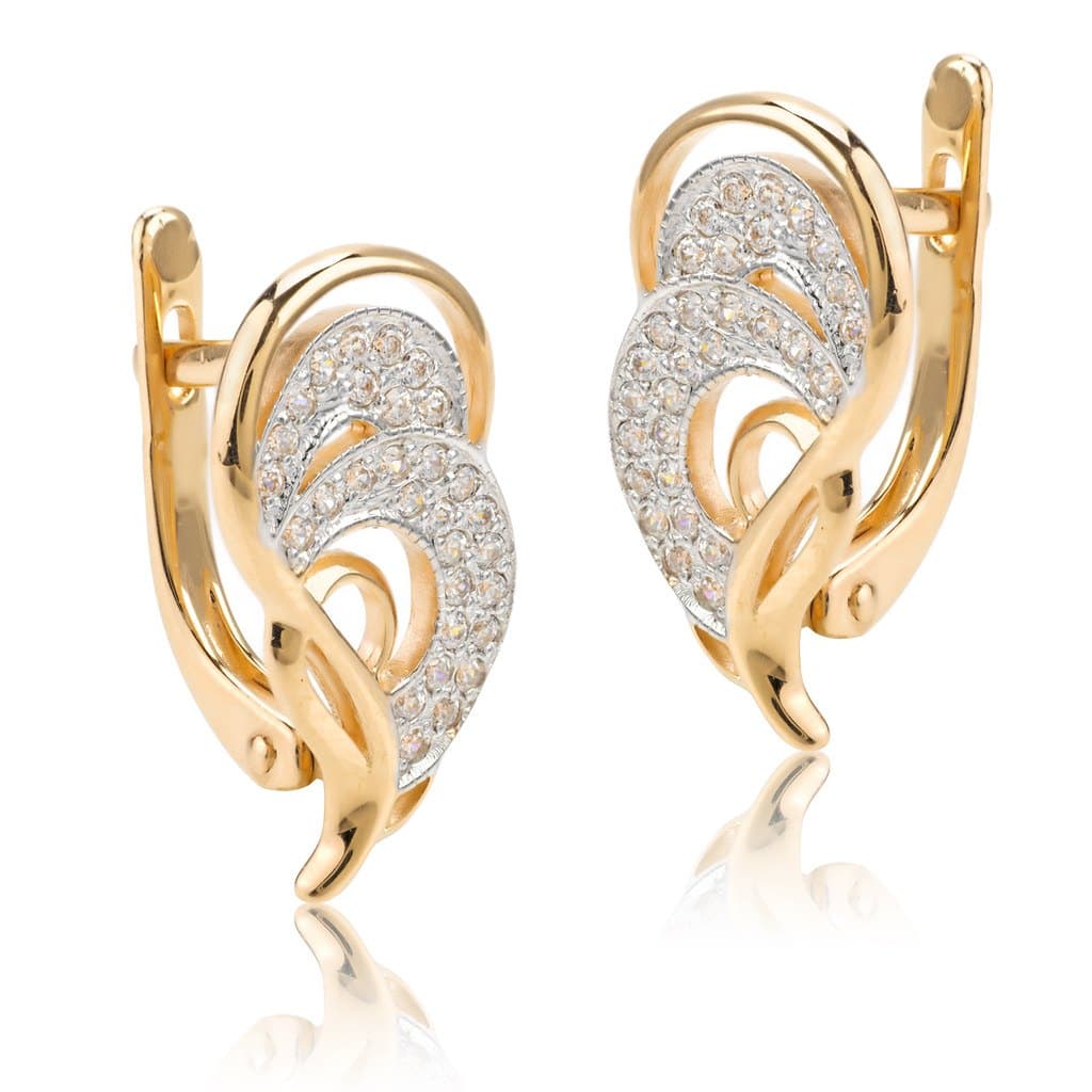 Gold pavé swirl earrings