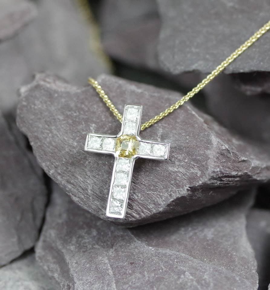 Iced cross pendant — baguette set