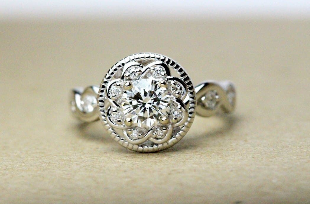 Lab-grown bezel ring — milgrain vintage