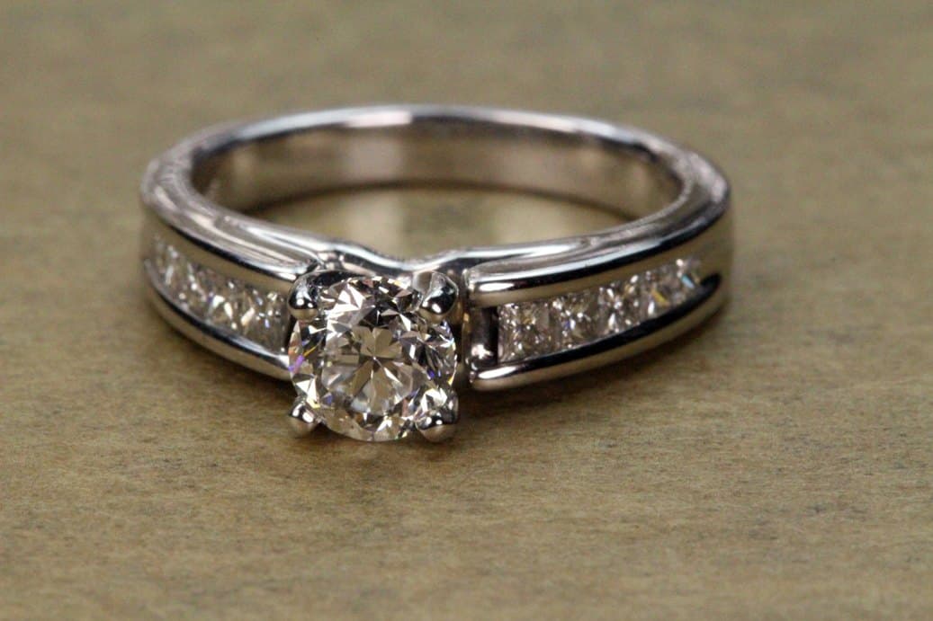Lab-grown cathedral ring — channel set