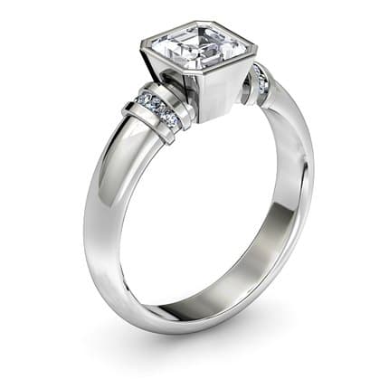 Lab-grown princess trilogy ring — platinum