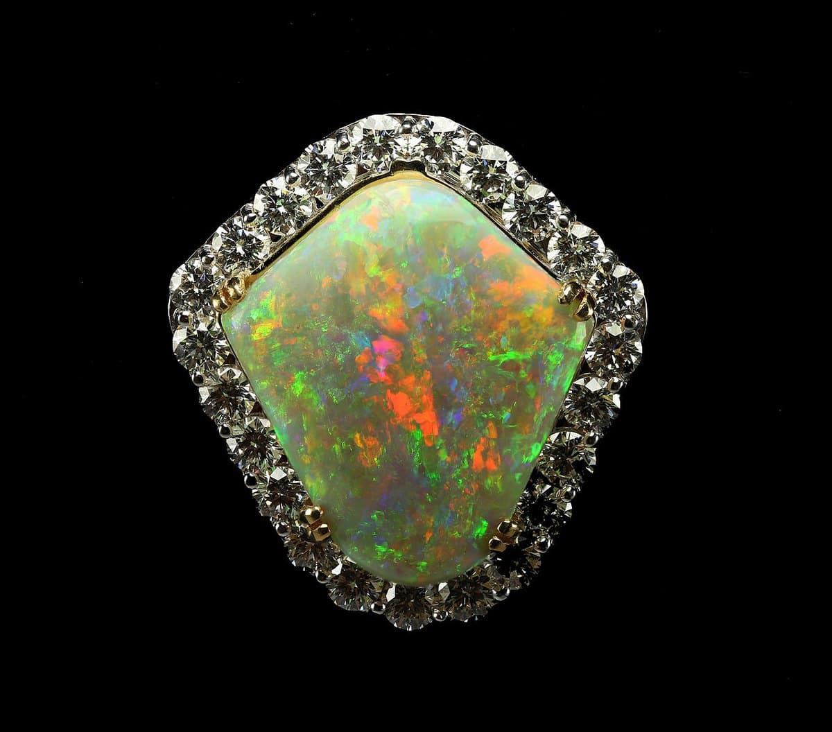 Opal & diamond halo pendant