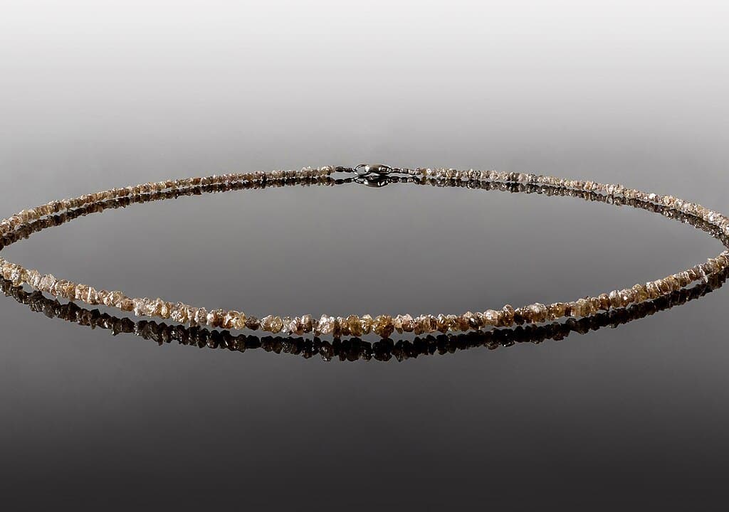 Raw diamond bead necklace — champagne