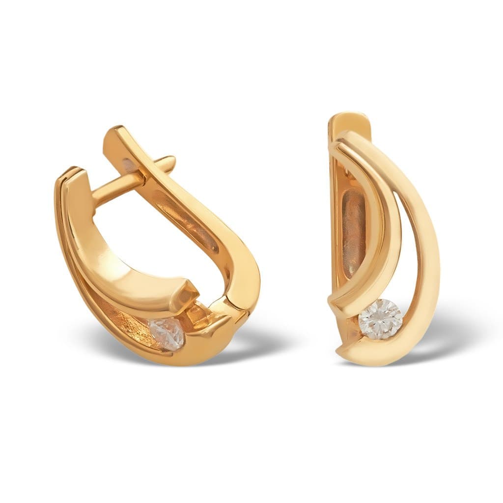 Rose gold huggie earrings — diamond set