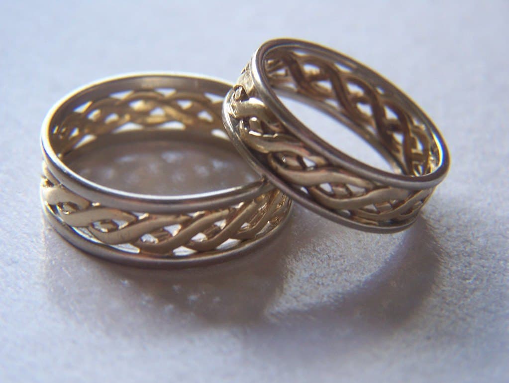 Celtic braid bands — his & hers pair