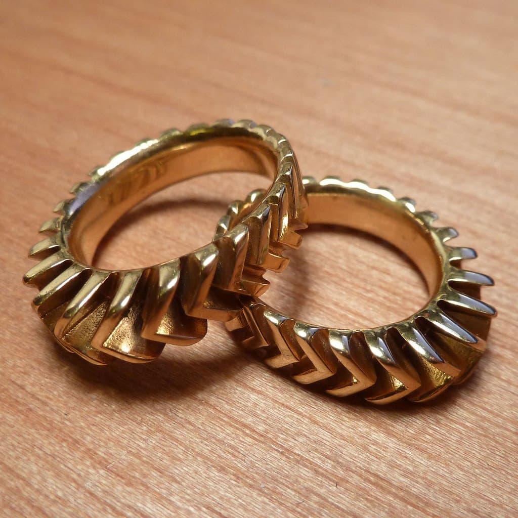 Sculpted chevron bands — pair