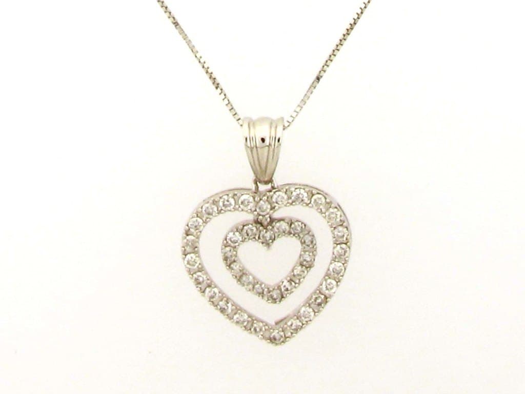 Double heart pendant — pavé