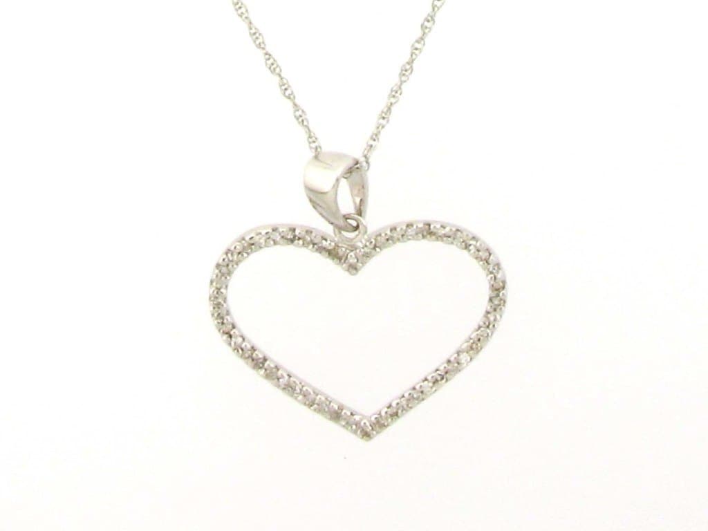 Heart outline pendant — diamond set