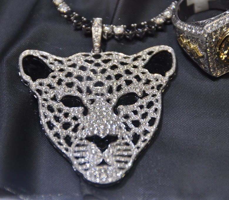 Iced panther pendant — full pavé