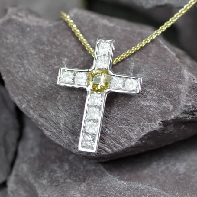 Lab-grown cross pendant