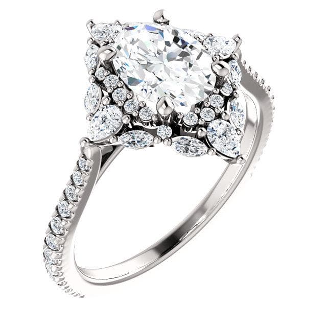 Lab-grown halo engagement ring