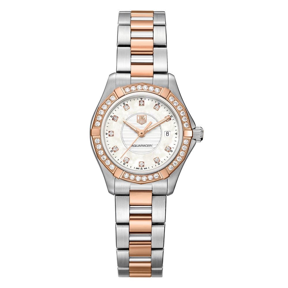 Ladies rose gold watch — diamond bezel