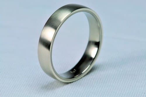 Court wedding band — white gold on titanium