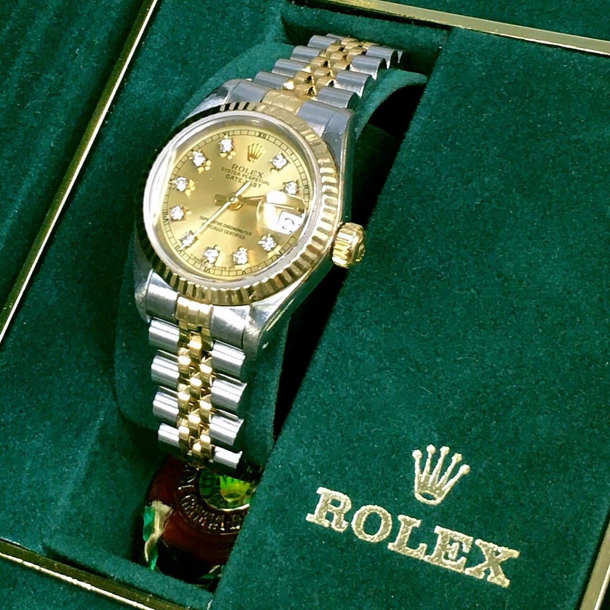 Two-tone champagne diamond watch